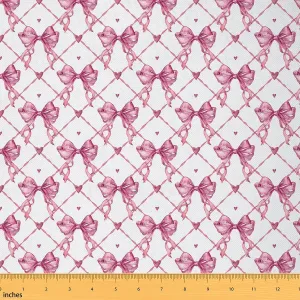 Feelyou Bow Fabric by The Yard 2 Yard Girls Bow Waterproof Outdoor Fabric for Chairs Girls Teens For Teens Decor Cute Bowknot Upholstery Fabric for Chairs Kawaii Pink Reupholstery Fabric Decor Bedroom
