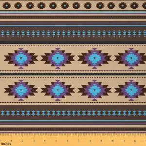 Feelyou Brown Southwestern Upholstery Fabric for Chairs Geometric Fabric by The Yard Western Decor Tribal Native American Design Decorative Waterproof Outdoor Fabric 2 Yards Stripe Line Outdoor Fabric