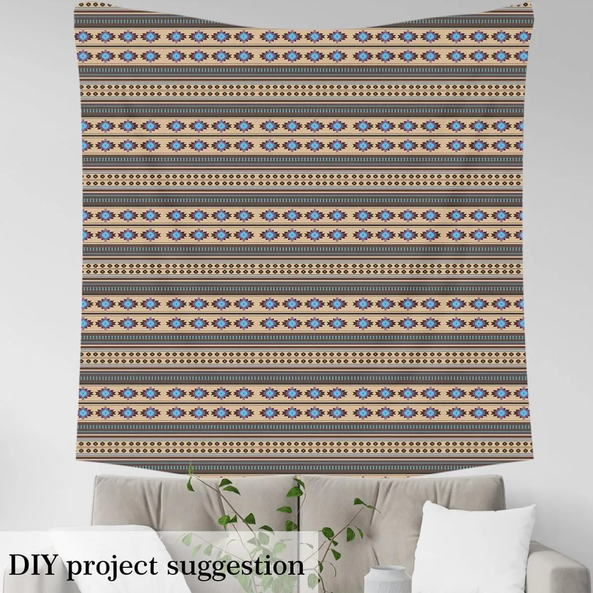 Feelyou Brown Southwestern Upholstery Fabric for Chairs Geometric Fabric by The Yard Western Decor Tribal Native American Design Decorative Waterproof Outdoor Fabric 2 Yards Stripe Line Outdoor Fabric