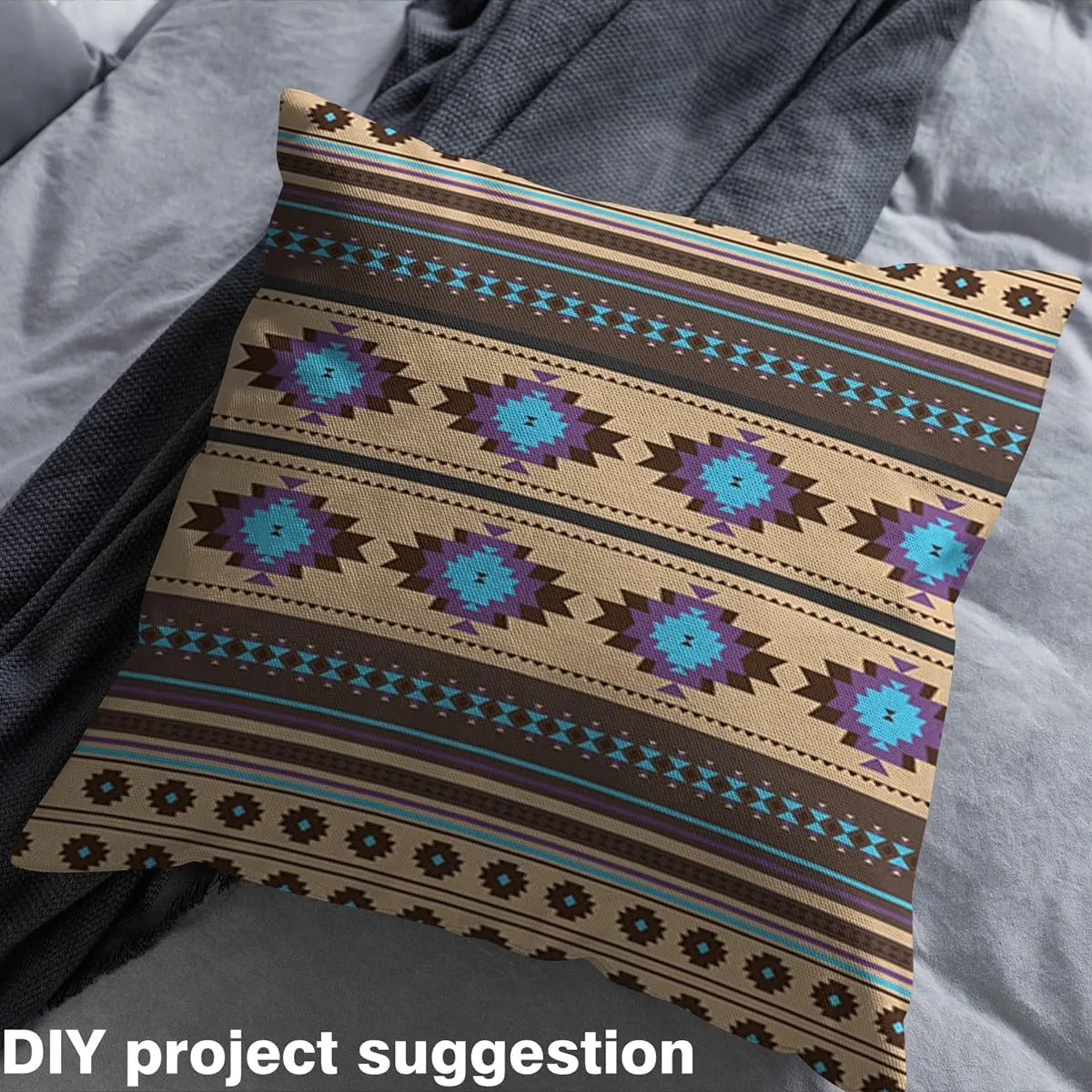Feelyou Brown Southwestern Upholstery Fabric for Chairs Geometric Fabric by The Yard Western Decor Tribal Native American Design Decorative Waterproof Outdoor Fabric 2 Yards Stripe Line Outdoor Fabric