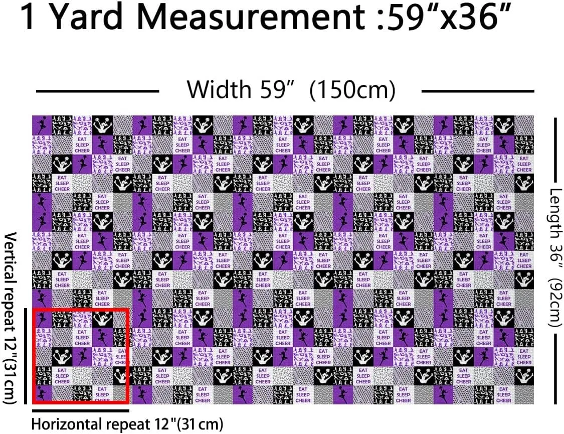 Feelyou Cheer Fabric by The Yard Kids for Boys Girls Gymnastics Upholstery Fabric for Chairs 2 Yard Cheer Sports Waterproof Outdoor Fabric Decor Purple Reupholstery Fabric Decor