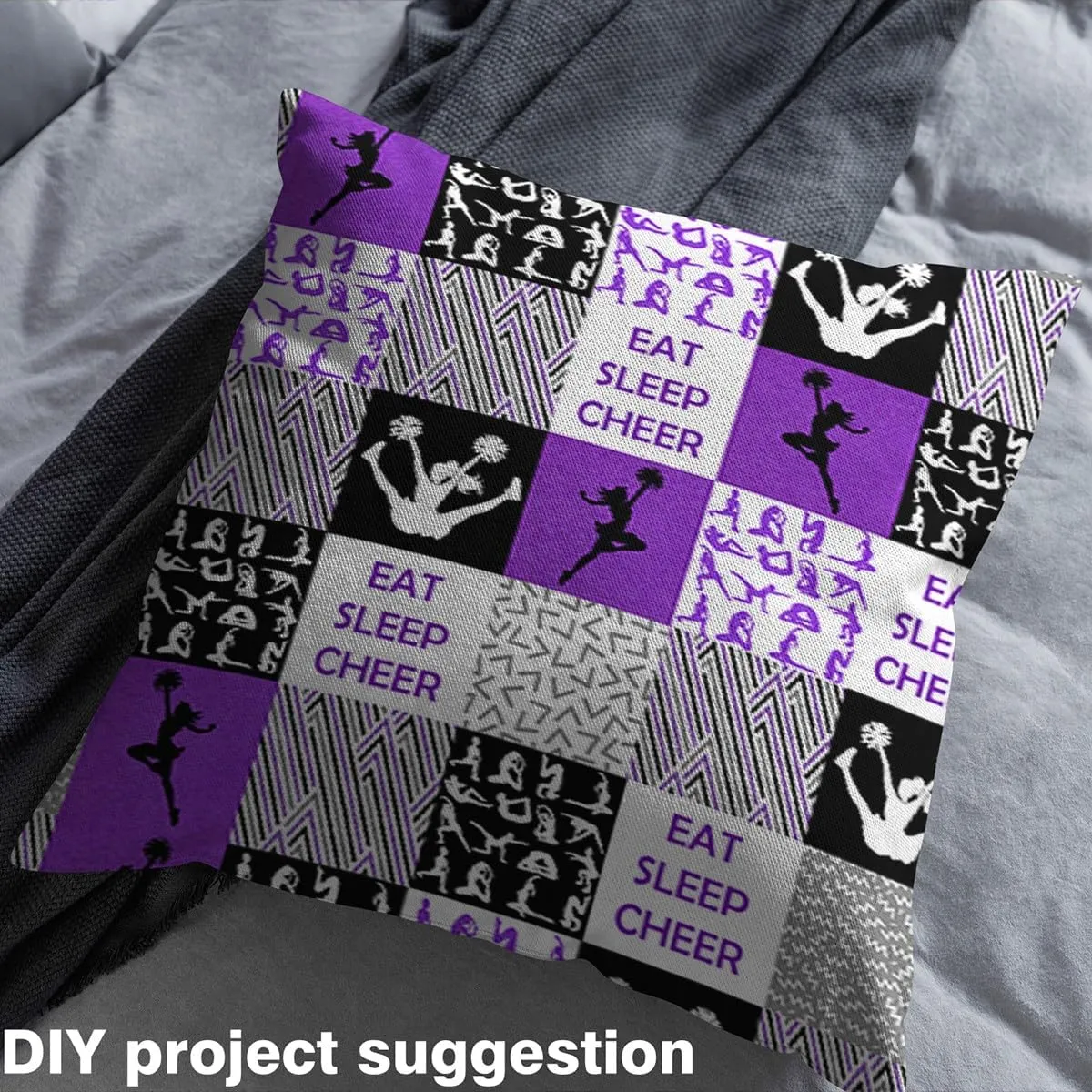 Feelyou Cheer Fabric by The Yard Kids for Boys Girls Gymnastics Upholstery Fabric for Chairs 2 Yard Cheer Sports Waterproof Outdoor Fabric Decor Purple Reupholstery Fabric Decor