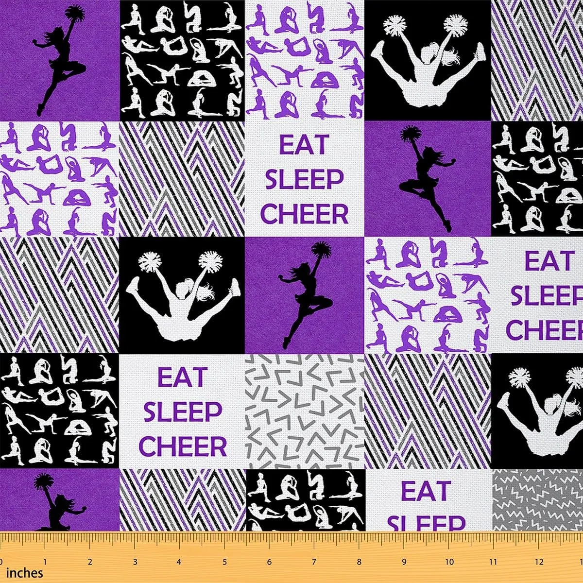 Feelyou Cheer Fabric by The Yard Kids for Boys Girls Gymnastics Upholstery Fabric for Chairs 2 Yard Cheer Sports Waterproof Outdoor Fabric Decor Purple Reupholstery Fabric Decor