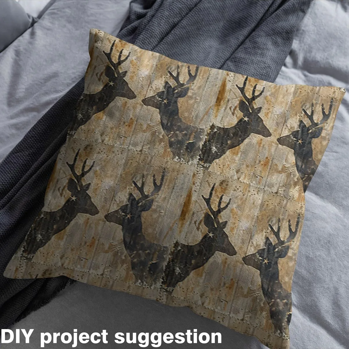 Feelyou Deer Fabric by The Yard 1 Yard, Boys Deer Upholstery Fabric for Chairs for Kids Cute Dear Fabric by The Yard, Camo Deer Fabric for Home DIY Projects