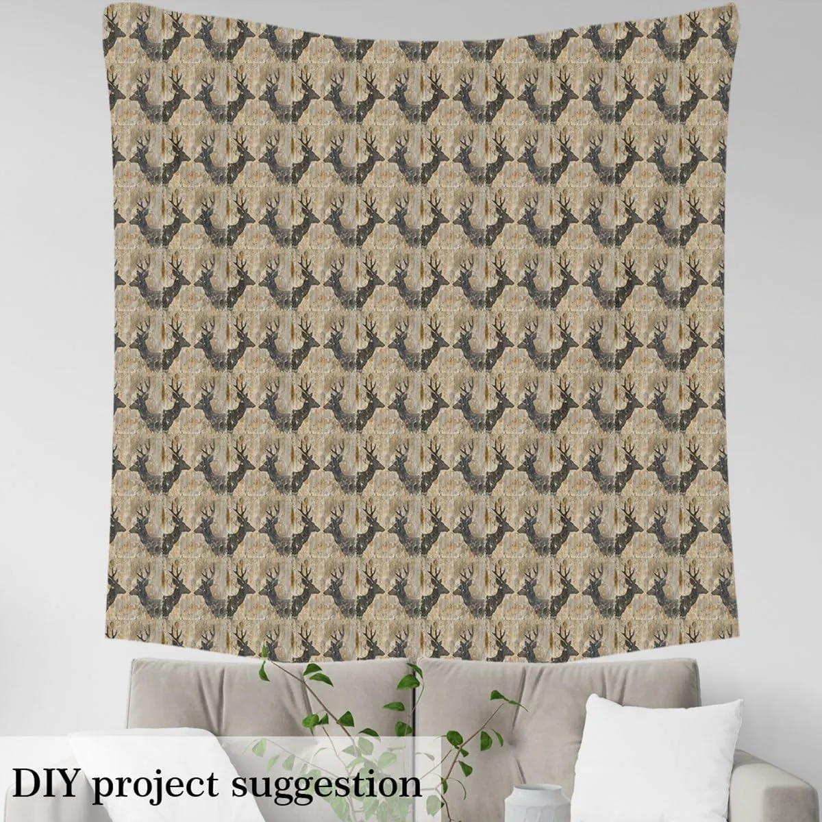 Feelyou Deer Fabric by The Yard 1 Yard, Boys Deer Upholstery Fabric for Chairs for Kids Cute Dear Fabric by The Yard, Camo Deer Fabric for Home DIY Projects