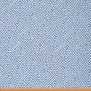 Feelyou Geometric Upholstery Fabric for Chairs, Geometry Greek Key Fabric by The Yard, Maze Design Decorative Abstract Art Fabric for Upholstery and Home DIY Projects, 1 Yard,Blue White
