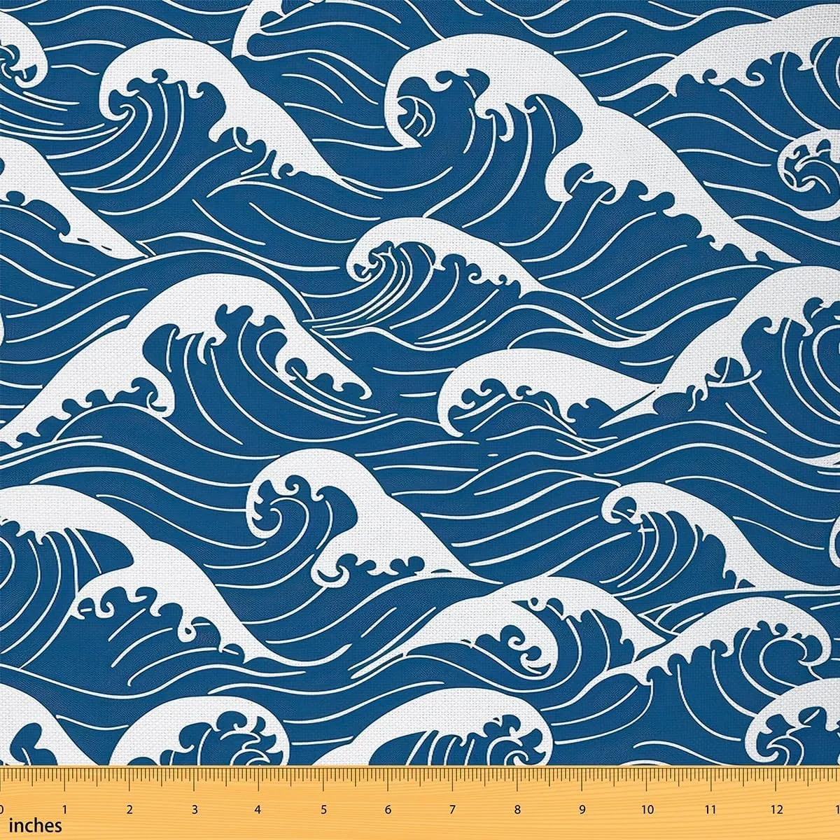 Feelyou Japanese Wave Fabric by The Yard 3 Yards Sea Ocean Waves Decorative Waterproof Outdoor Fabric Japanese Style Upholstery Fabric for Chairs Japanese Ukiyoe DIY Reupholstery Fabric