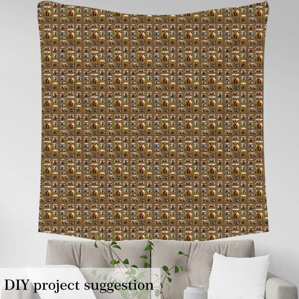 Feelyou Kids Highland Cow Fabric by The Yard 3 Yards Highland Cattle Plaid Upholstery Fabric for Chairs Western Farmhouse Themed Decorative Waterproof Outdoor Fabric Women Men Outdoor Fabric
