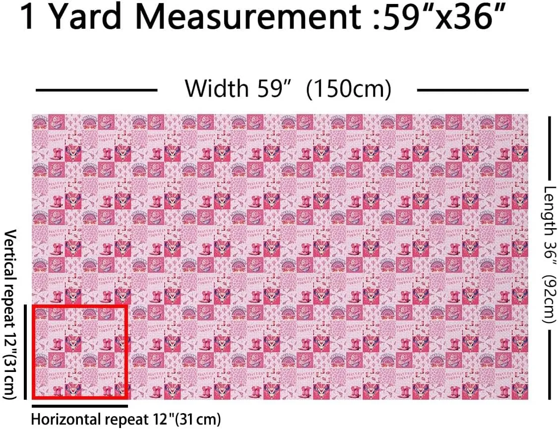 Feelyou Pink Western Decor Fabric by The Yard 1 Yard Longhorn Skull Waterproof Outdoor Fabric Wild Western Cowboy Bull Skull Cowboy Boots Upholstery Fabric for Chairs Plaid Outdoor Fabric