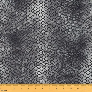 Feelyou Snake Print Fabric by The Yard 3 Yards Kids Snake Skin Texture Pattern Decorative Waterproof Outdoor Fabric Luxurious Silver Upholstery Fabric for Chairs Outdoor Fabric （No Real Fur）