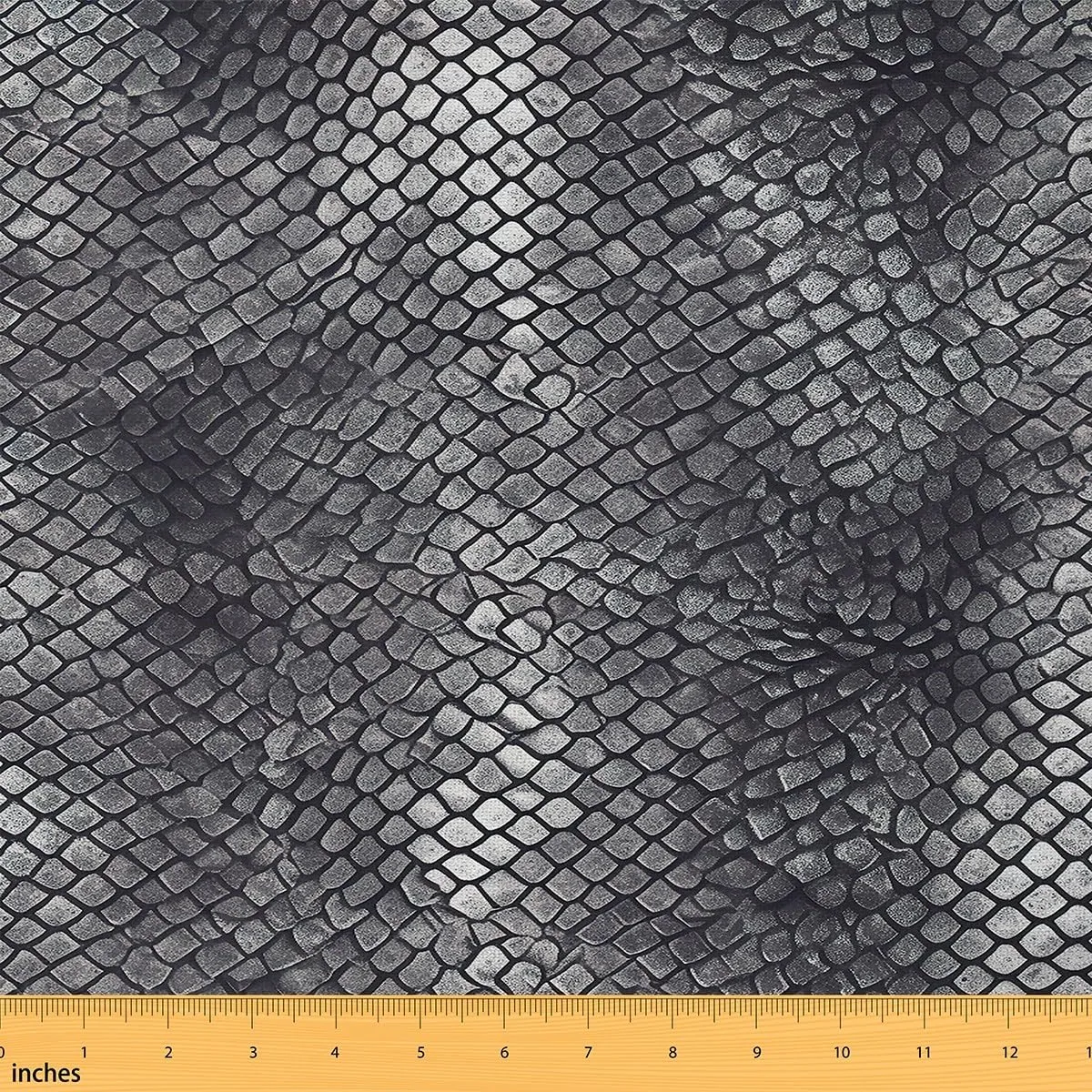 Feelyou Snake Print Fabric by The Yard 3 Yards Kids Snake Skin Texture Pattern Decorative Waterproof Outdoor Fabric Luxurious Silver Upholstery Fabric for Chairs Outdoor Fabric （No Real Fur）