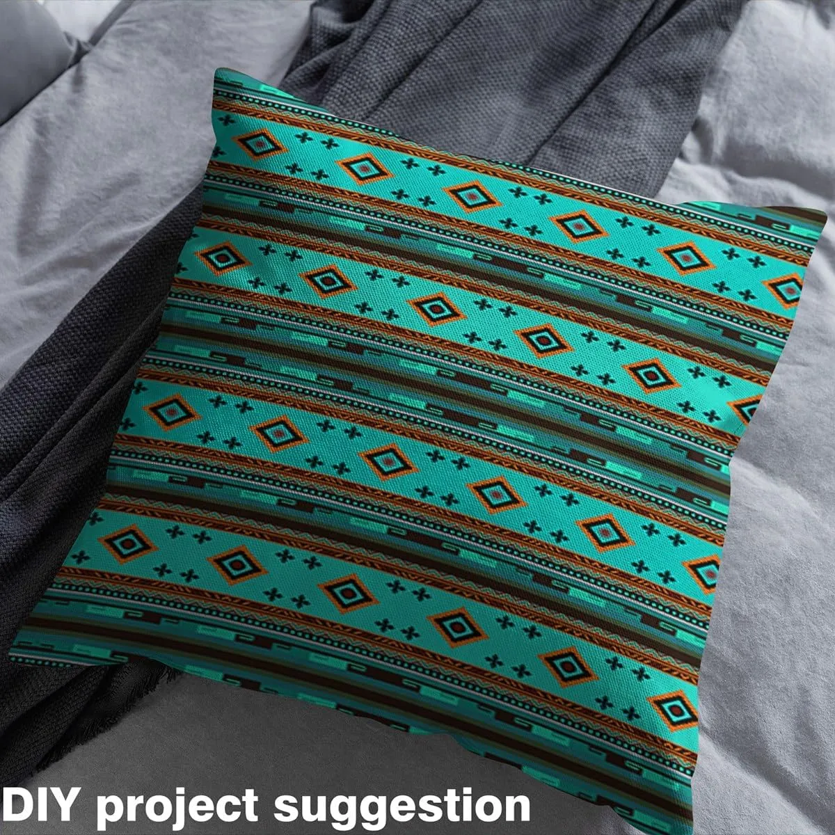 Feelyou Southwestern Upholstery Fabric for Chairs 10 Yards Geometric Fabric by The Yard for Kids Tribal Decorative Waterproof Outdoor Fabric Native American Design Blue Orange Outdoor Fabric