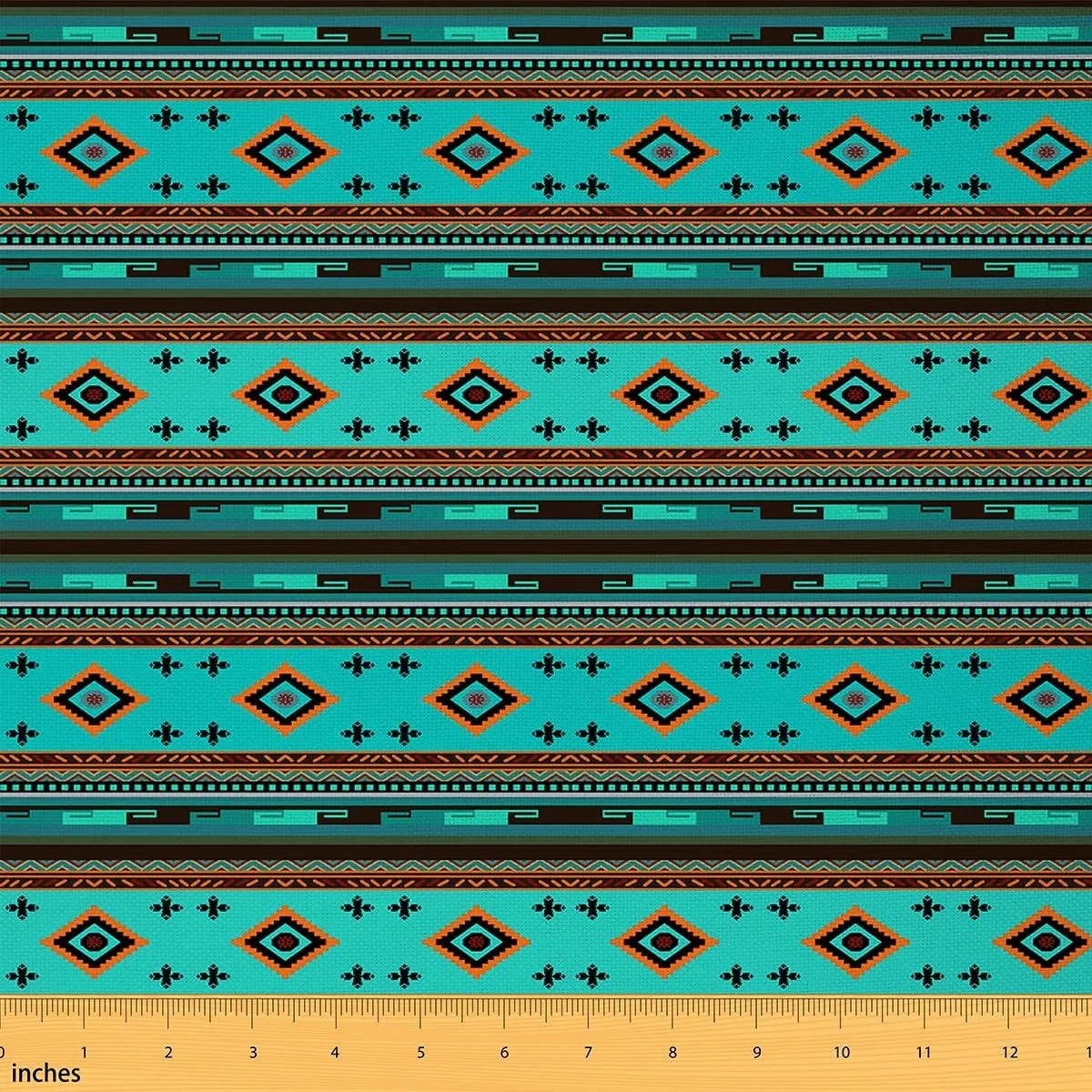 Feelyou Southwestern Upholstery Fabric for Chairs 10 Yards Geometric Fabric by The Yard for Kids Tribal Decorative Waterproof Outdoor Fabric Native American Design Blue Orange Outdoor Fabric