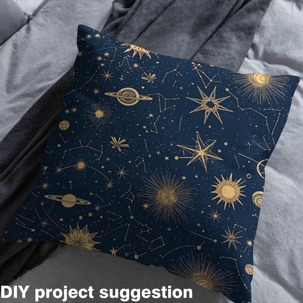 Feelyou Sun Moon Fabric by The Yard Kids 1 Yard Boho Exotic Upholstery Fabric for Chairs Star Print Waterproof Outdoor Fabric Modern Reupholstery Fabric Decor Acid Blue