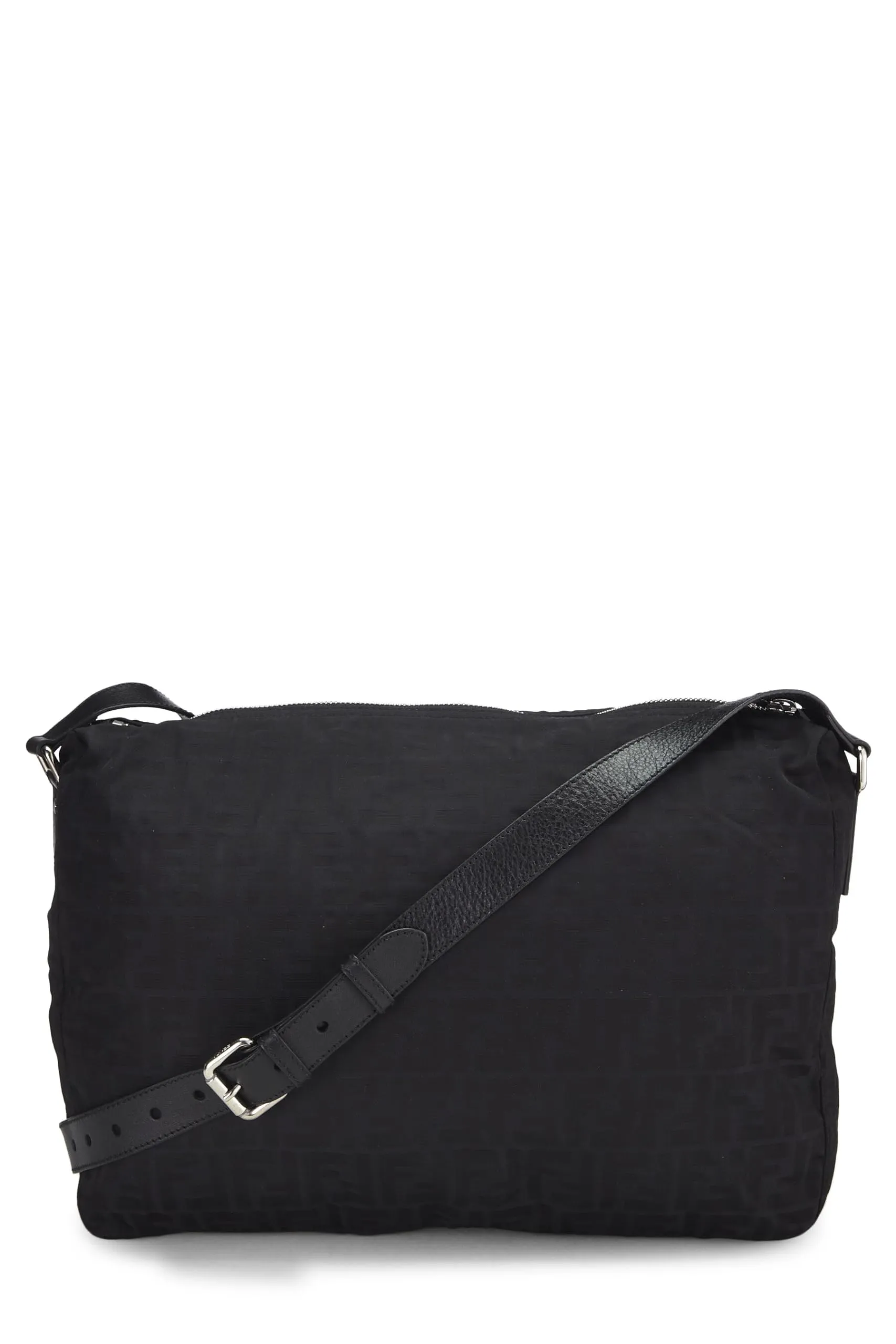 Fendi,  Black Zucchino Nylon Messenger Bag, Black