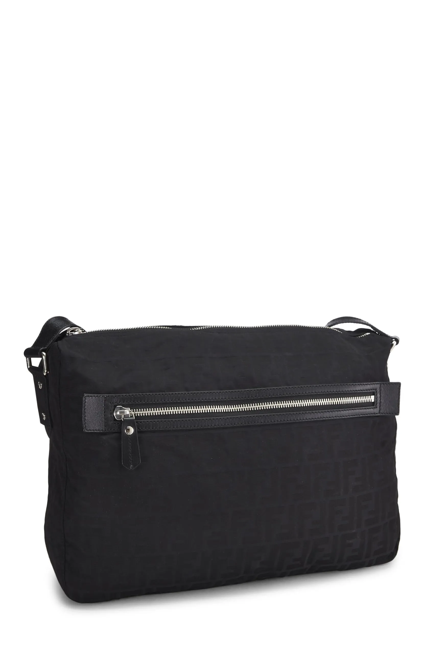 Fendi,  Black Zucchino Nylon Messenger Bag, Black