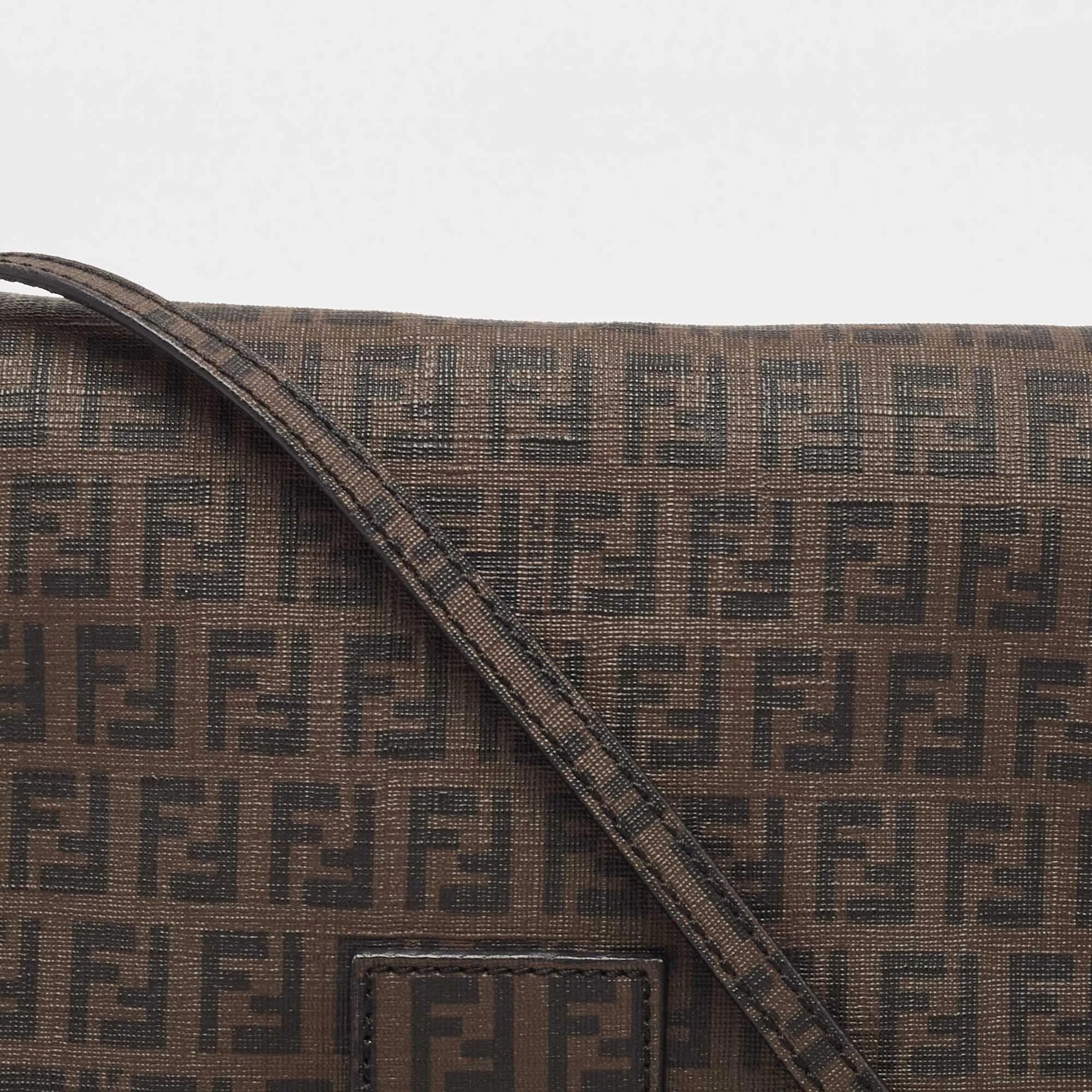 Fendi Zucchino Coated Canvas Flap Messenger Bag