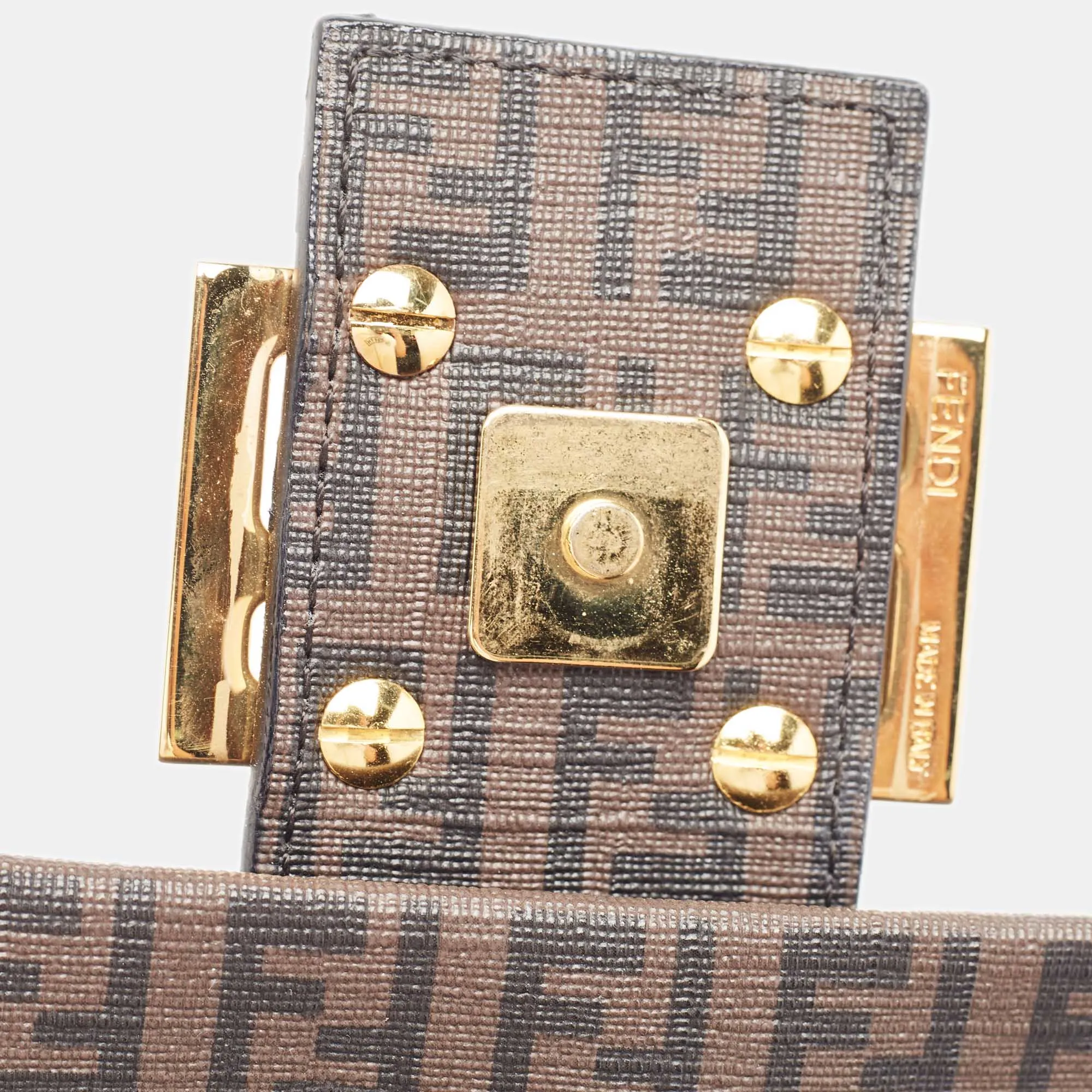 Fendi Zucchino Coated Canvas Flap Messenger Bag
