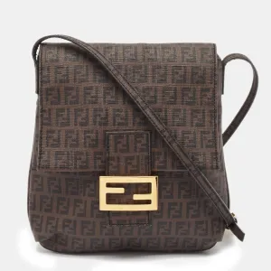 Fendi Zucchino Coated Canvas Flap Messenger Bag