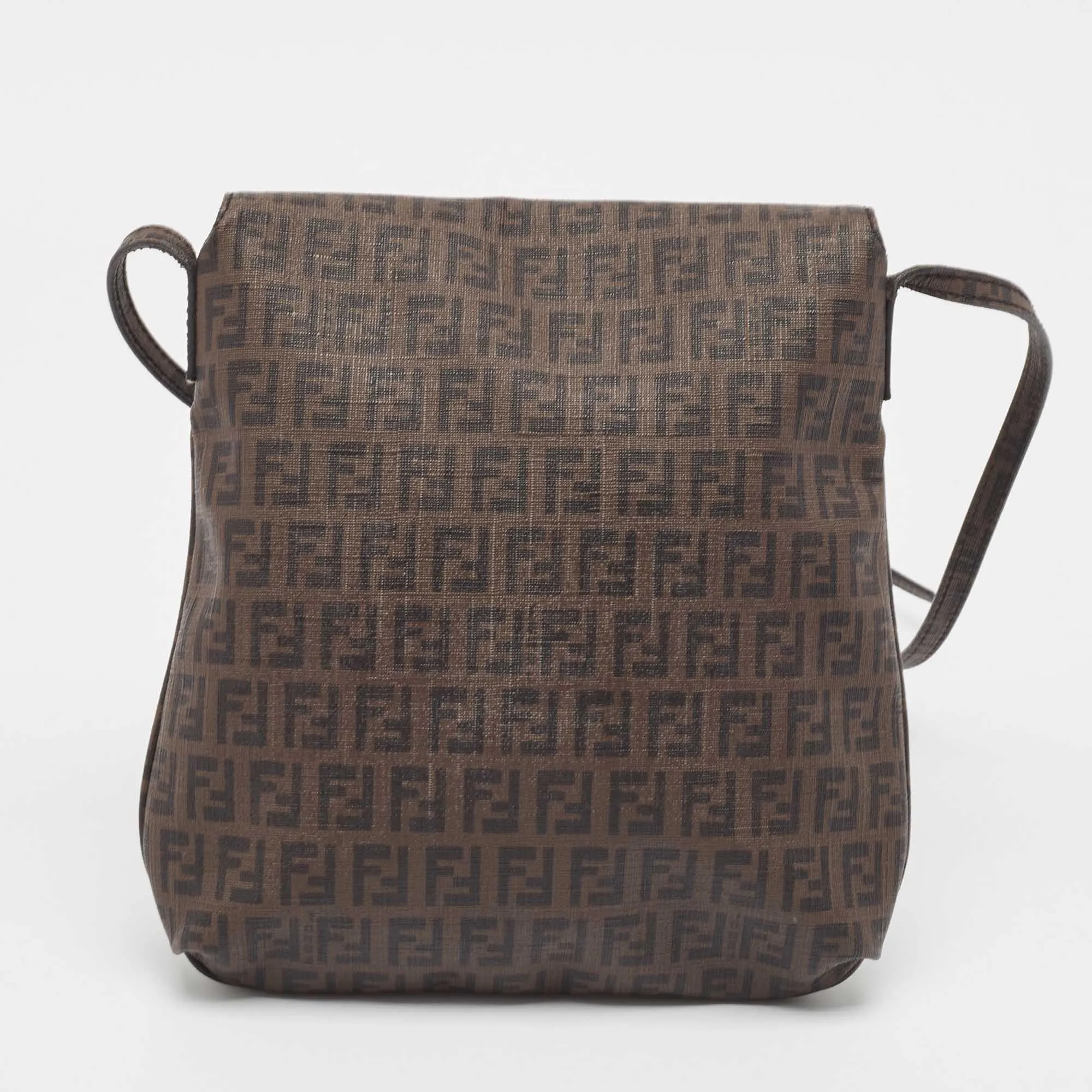 Fendi Zucchino Coated Canvas Flap Messenger Bag