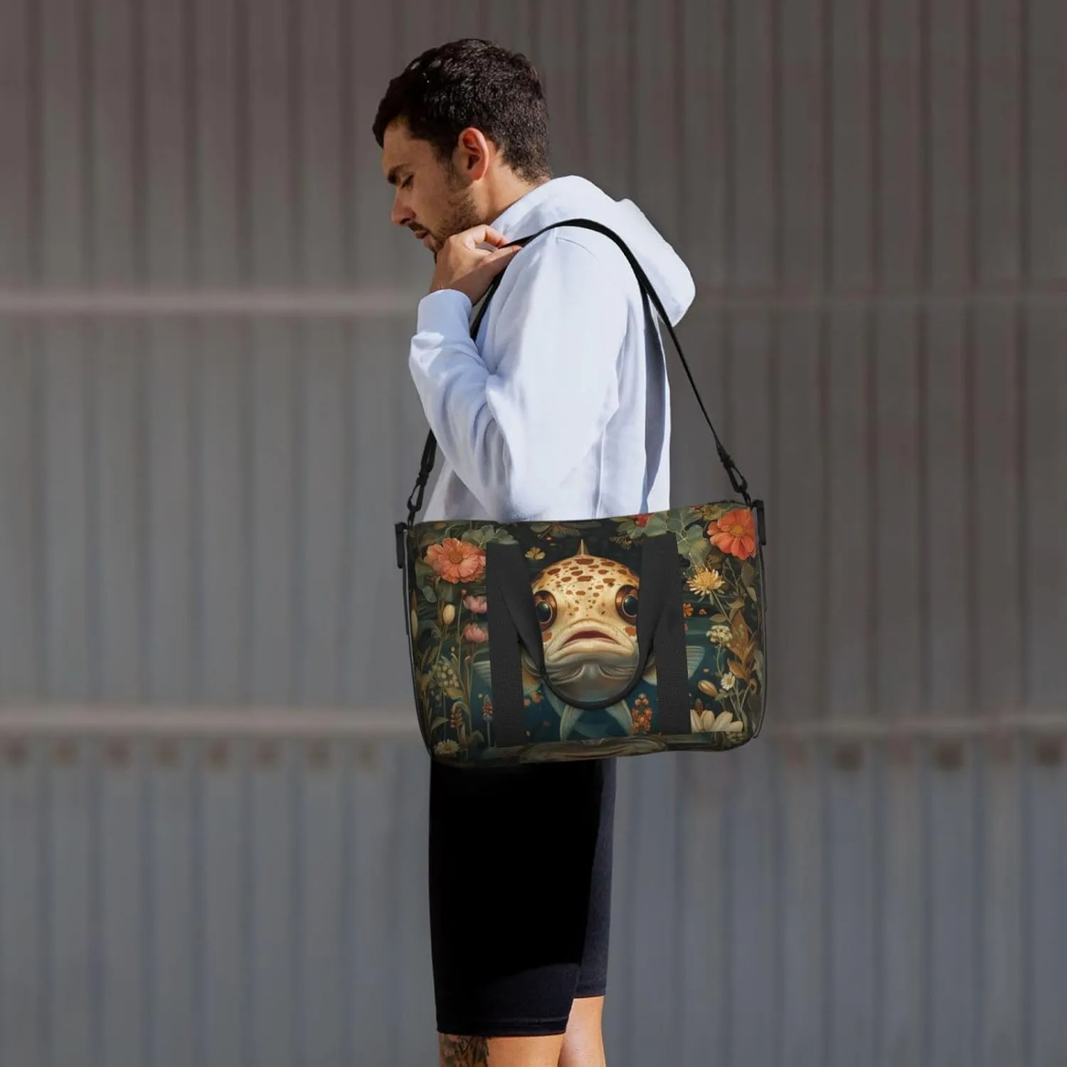 fish head print Travel Duffel Bag, Sports Tote Gym Bag, Swim Pool Bag Large Shoulder Tote Bag for Beach Weekender
