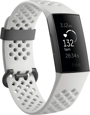 Fitbit Charge 3 SE Fitness Activity Tracker Graphite/White Silicone, One Size (S & L Bands Included) (Renewed)