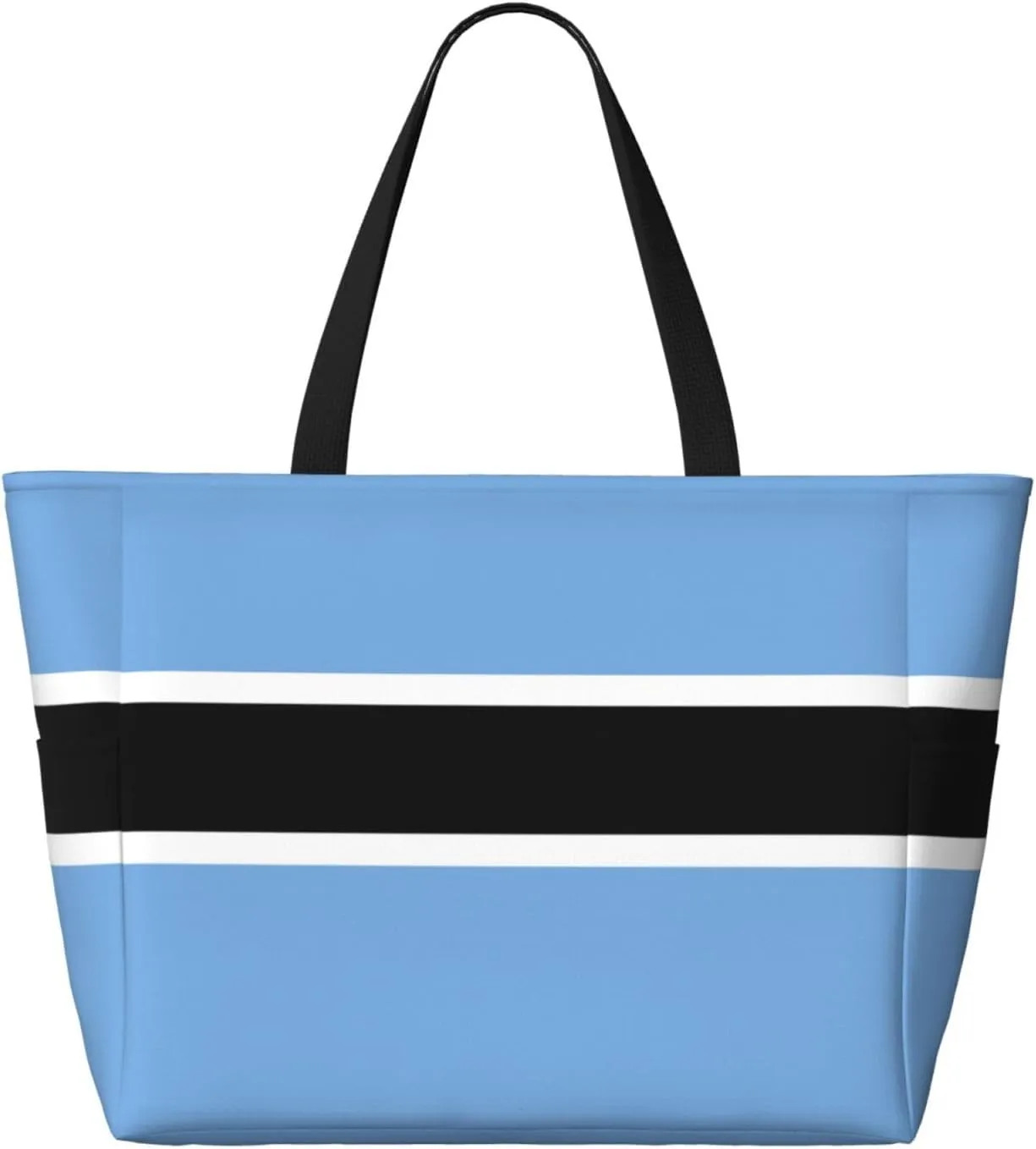 Flag Beach Tote Pool Bags for Women-Cute National Flag Large Grocery Tote Travel Reusable Handbags,7 Pockets, Zipper