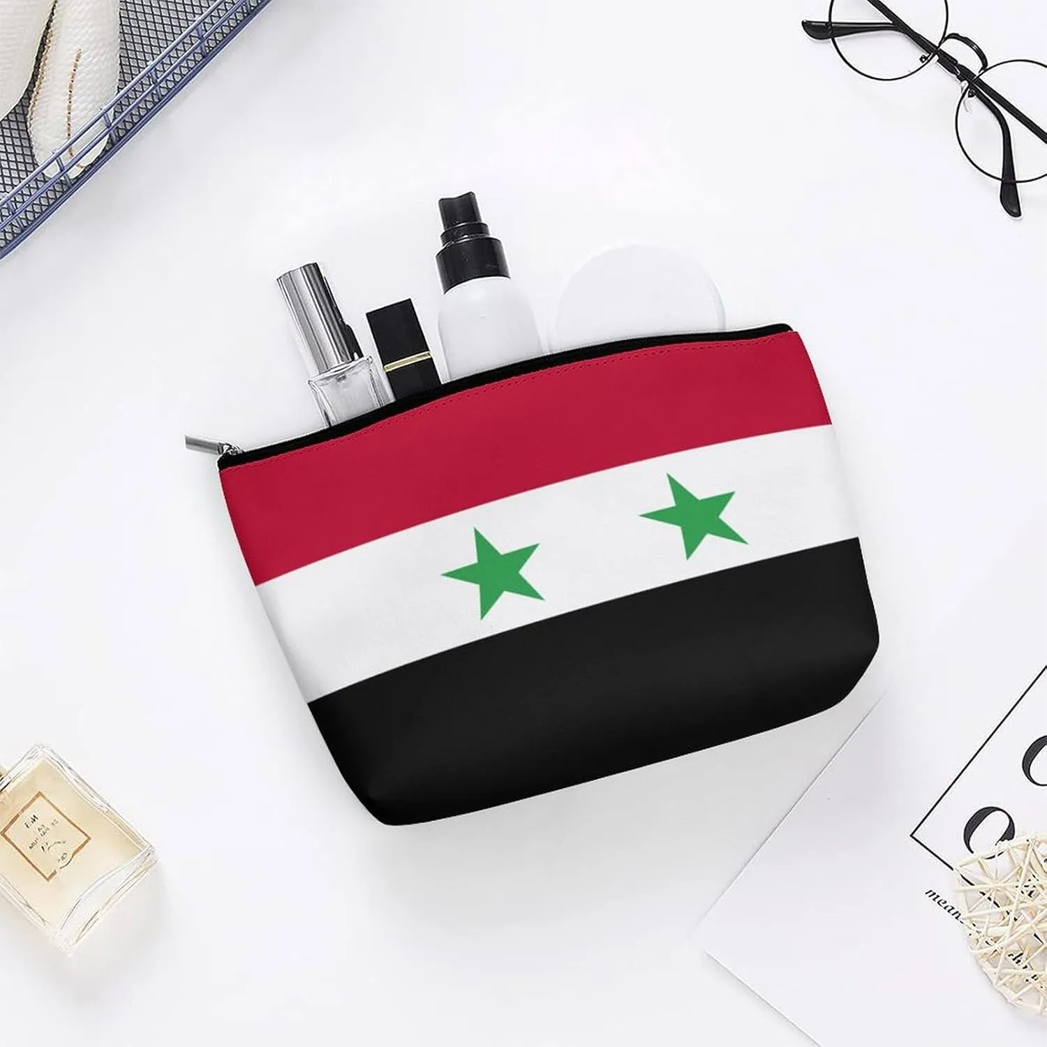 Flag of Syria Portable Travel Storage Cosmetic Bag,large Capacity Wash Bag One Size