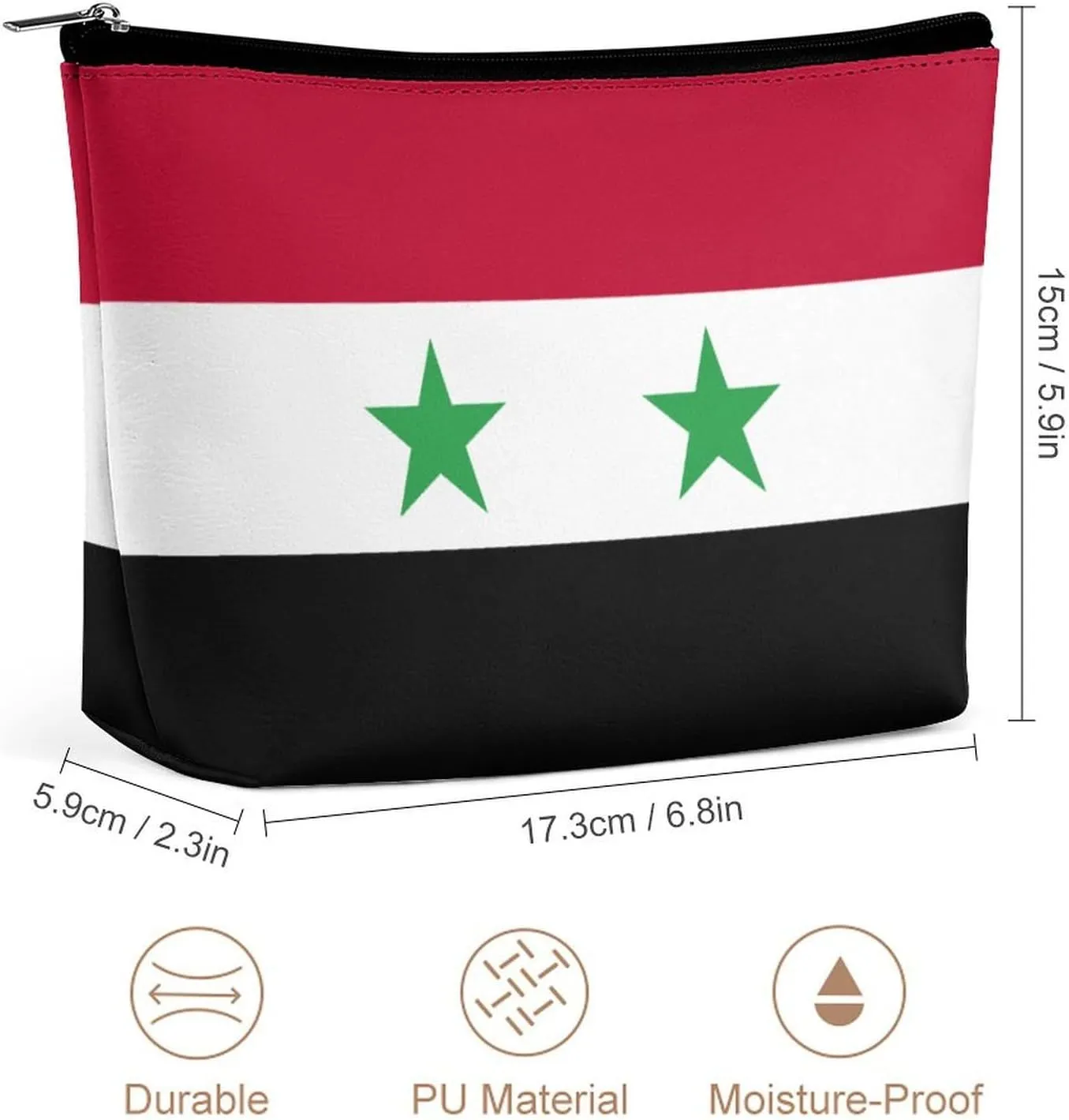 Flag of Syria Portable Travel Storage Cosmetic Bag,large Capacity Wash Bag One Size