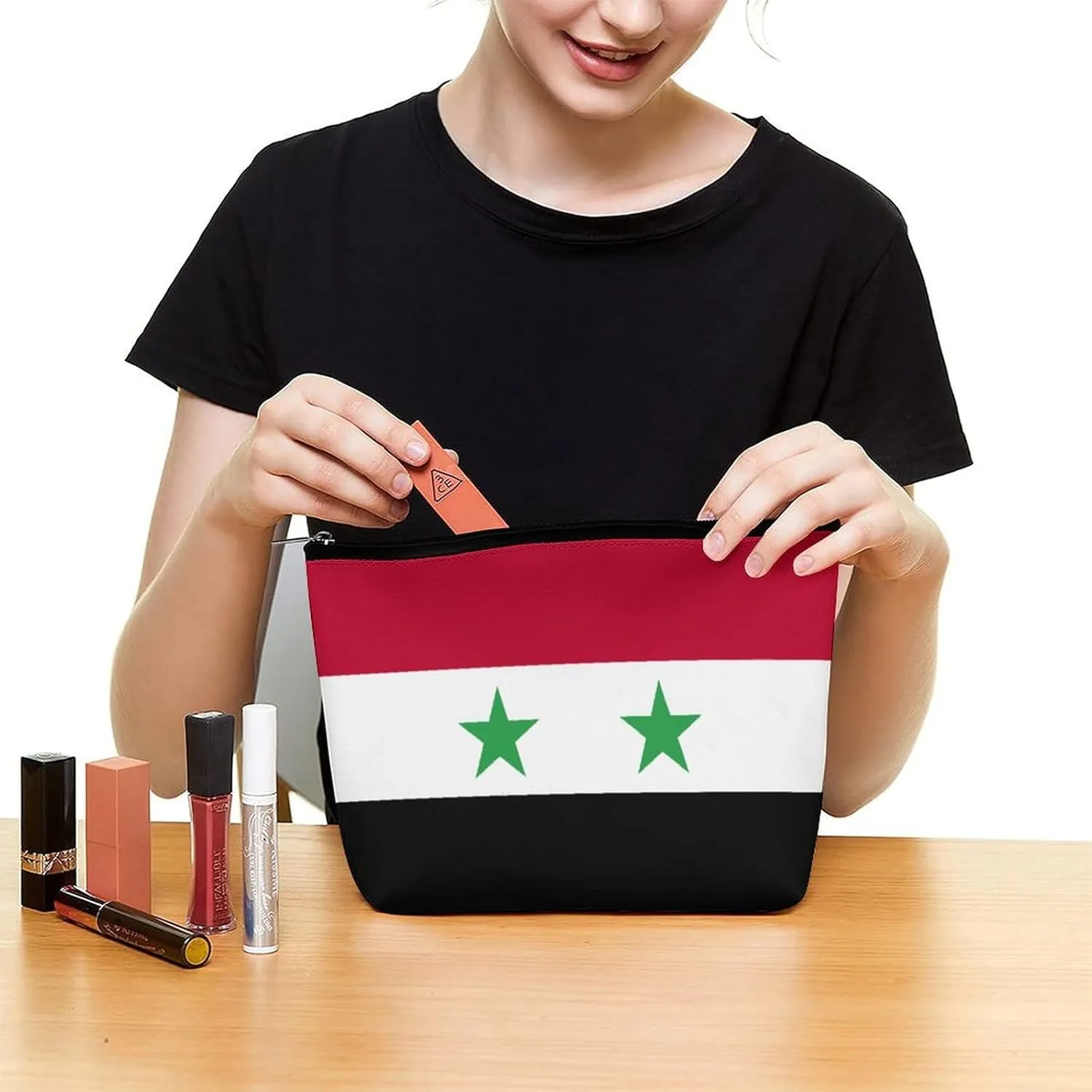 Flag of Syria Portable Travel Storage Cosmetic Bag,large Capacity Wash Bag One Size