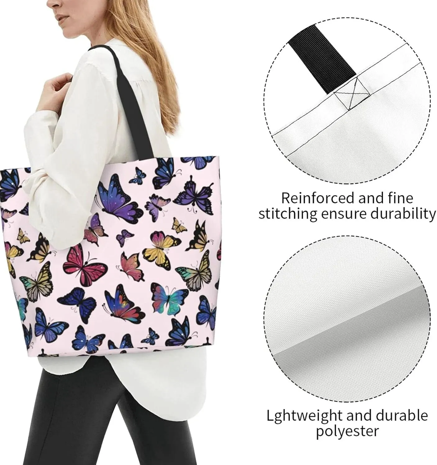 Flower Sugar Skull Tote Bags Reusable Women Shoulder Travel Beach Bag Shopping Work Daily