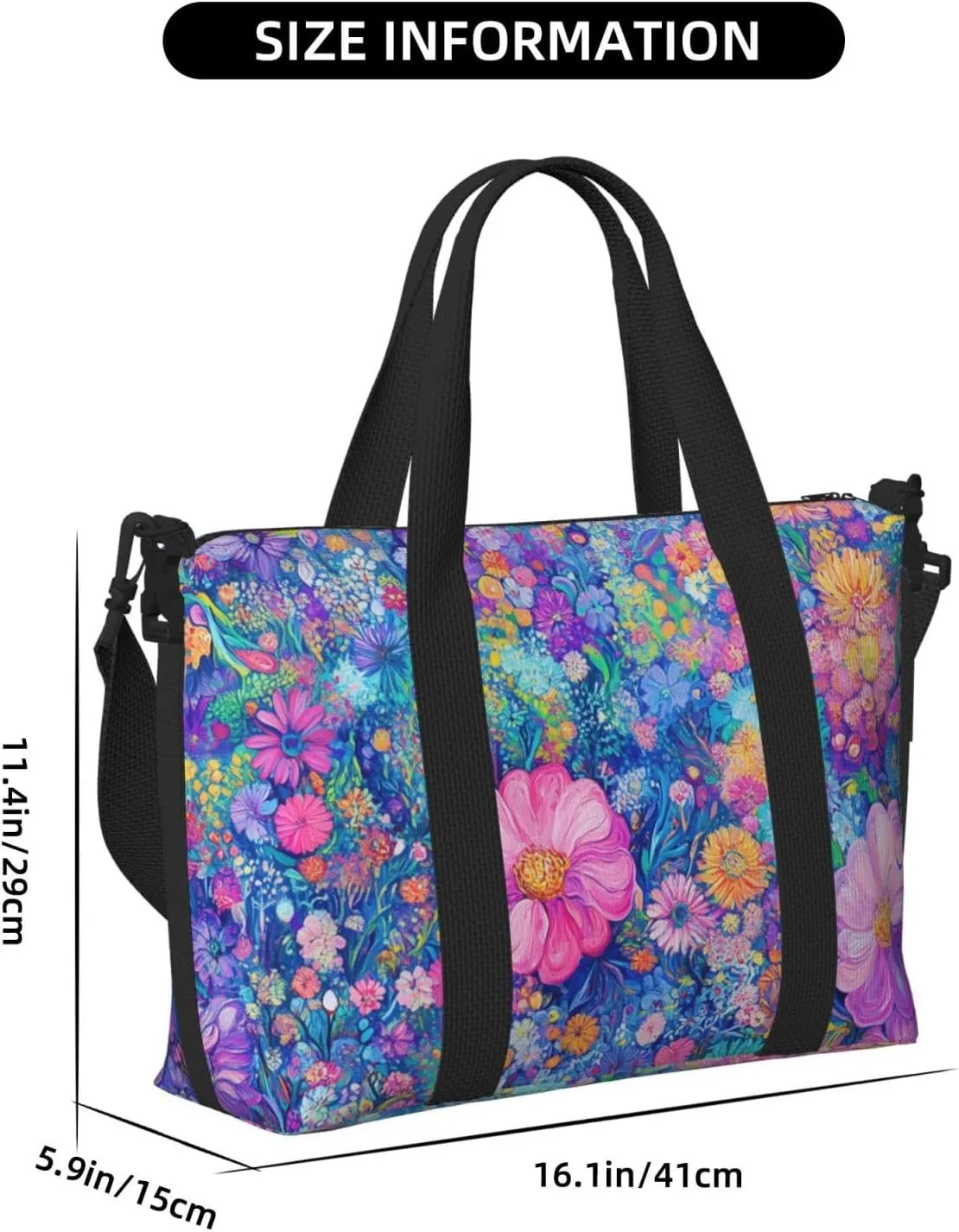 flowers pink print Travel Duffel Bag, Sports Tote Gym Bag, Swim Pool Bag Large Shoulder Tote Bag for Beach Weekender
