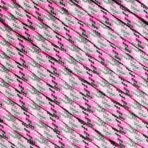 Fluorescent Reflective 550 Type III Guyline Tent Rope Camping Survival Cord High-Visibility Paracord (Reflective Pretty Pink, 100 Feet)