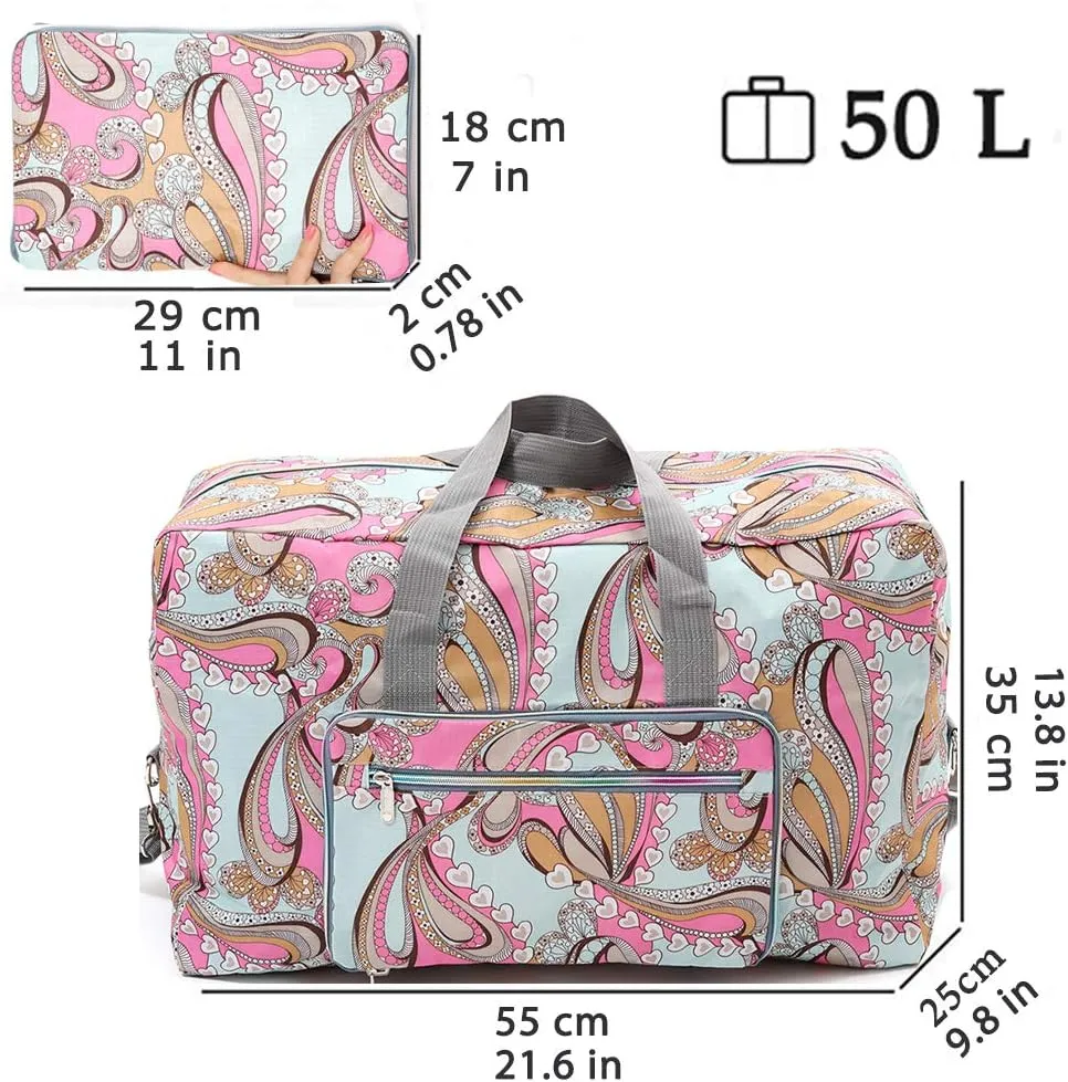 Foldable Large Travel Duffle Bag Waterproof Cute Overnight Carryon Weekender Bag for Women Girl