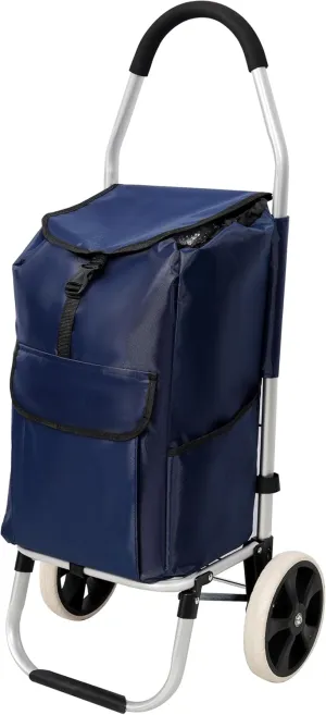 Folding Shopping Trolleys on Wheels - Mobile Grocery Trolley, Laundry trolleys and Shopping Trolley with Removable Oxford Waterproof Bag and Stainless Steel Triangular (Black   Aluminium)