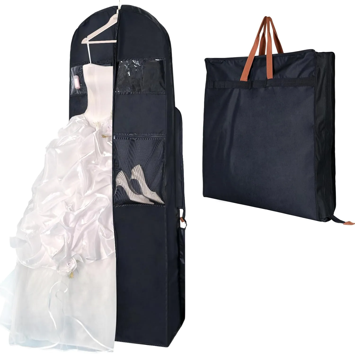 Foleto 72" Travel Garment Bag Wedding Dress Garment Bag with 12”Gusseted and Accessory Pockets,suit bag travel suitable for suits, wedding dresses, tuxedos, dresses