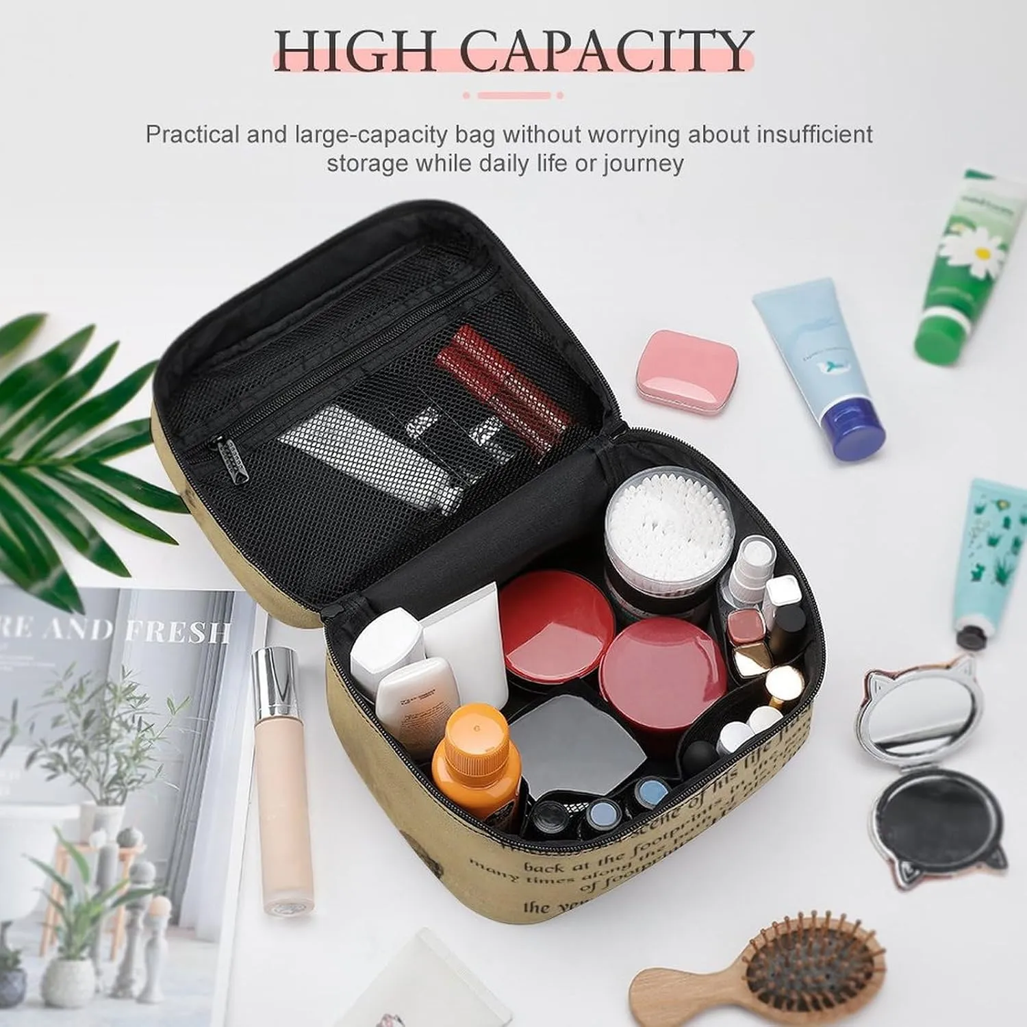 FootPrints in THESandPoem Characters Convenient Makeup Bag with Large Capacity, Scratch Resistant And Stain Resistant