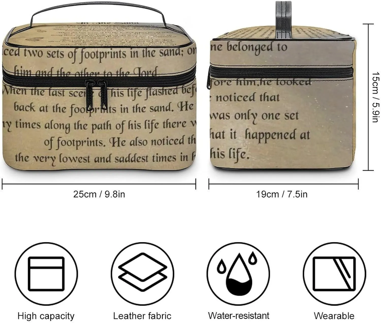 FootPrints in THESandPoem Characters Convenient Makeup Bag with Large Capacity, Scratch Resistant And Stain Resistant