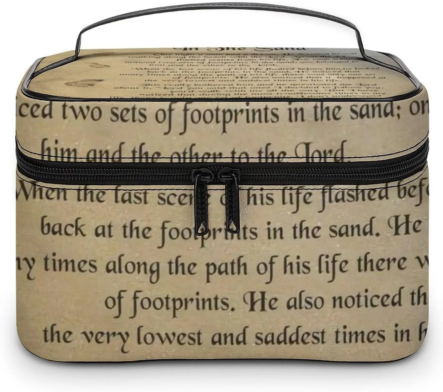 FootPrints in THESandPoem Characters Convenient Makeup Bag with Large Capacity, Scratch Resistant And Stain Resistant