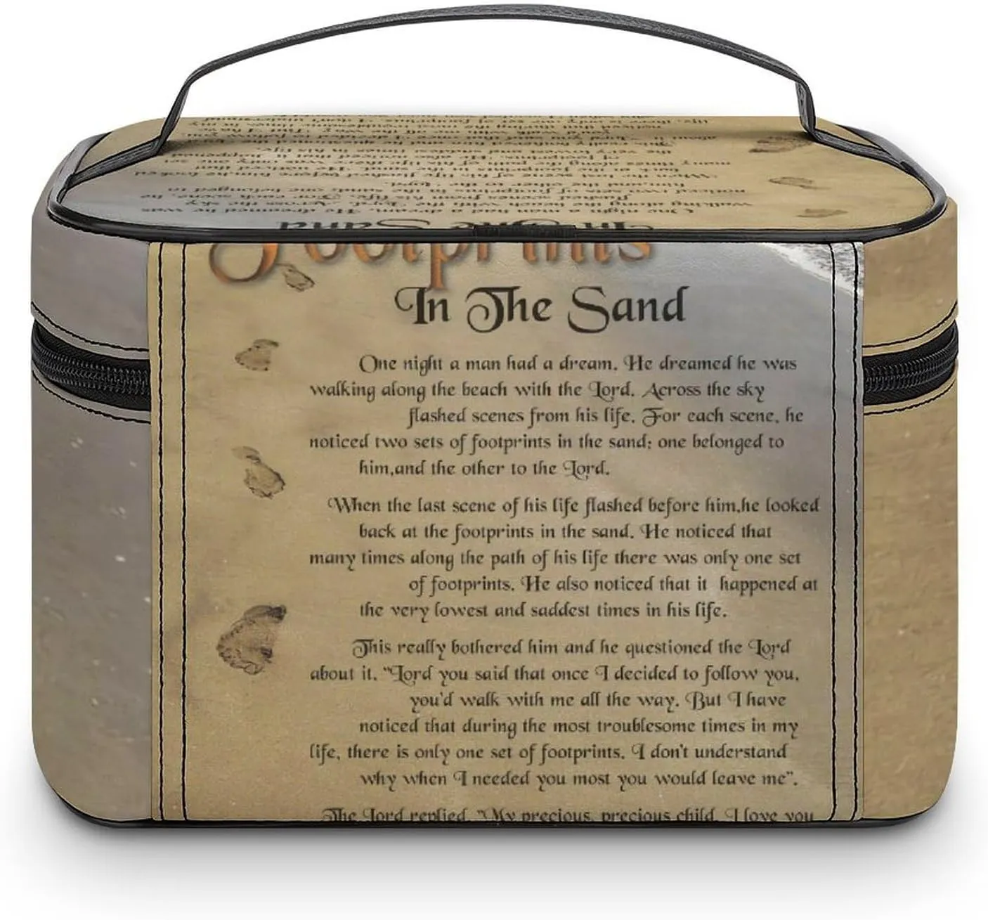 FootPrints in THESandPoem Characters Convenient Makeup Bag with Large Capacity, Scratch Resistant And Stain Resistant