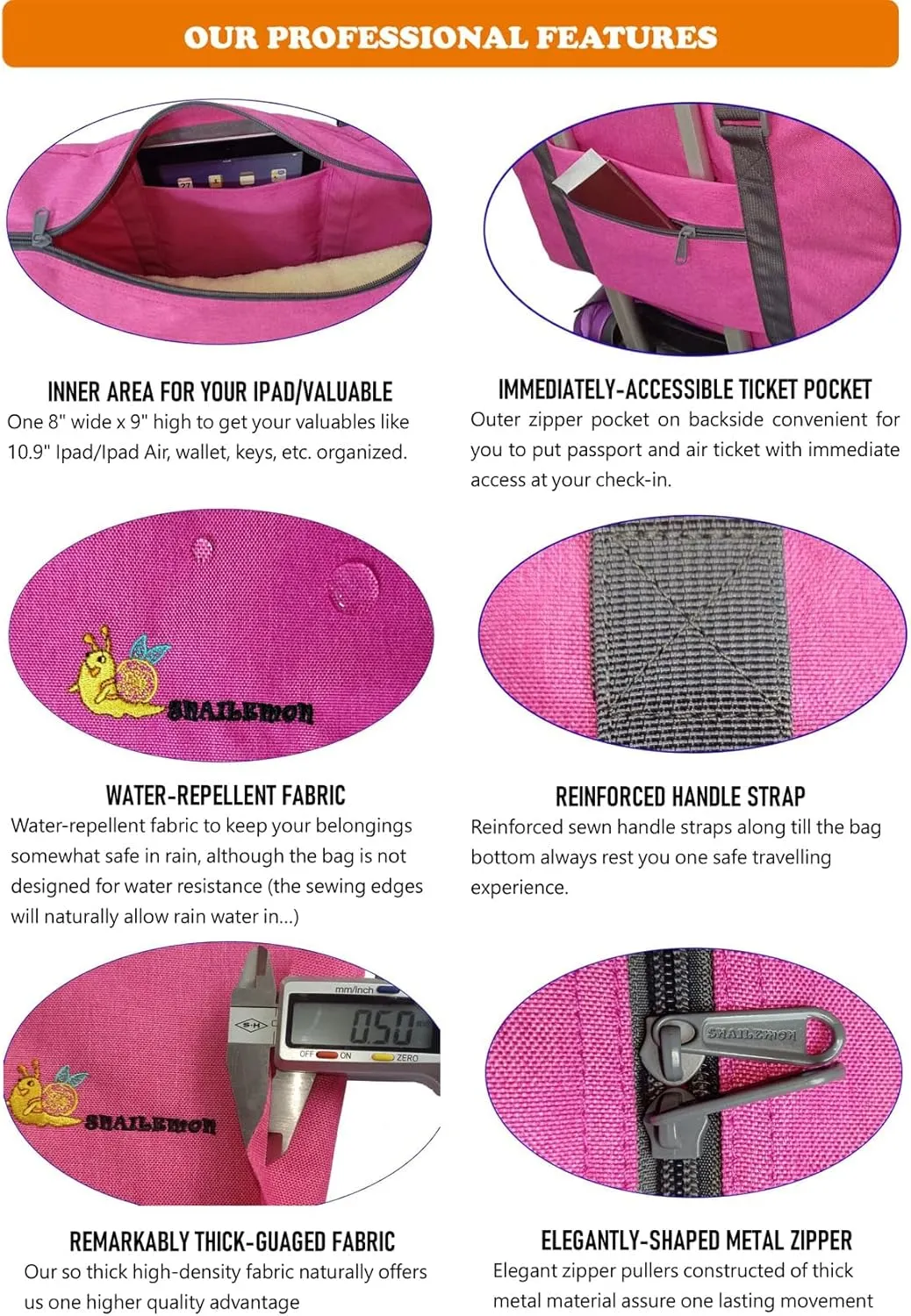 For Spirit Airlines Lightweight Extra-durable Travel Duffel Bag Tote Carry on Luggage Sport Duffle Weekender Overnight Gym Yoga Camp Versatile Carrying Bag (Azalea Pink)