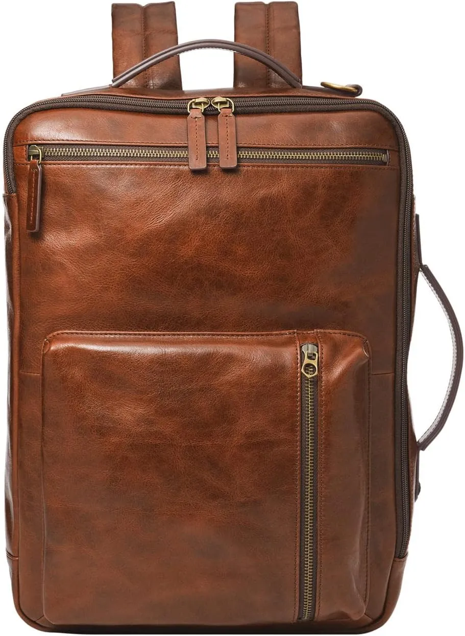 Fossil Men's Buckner Fabric Small Convertible Travel Backpack and Briefcase Messenger Bag, Black, (Model: MBG9475001)