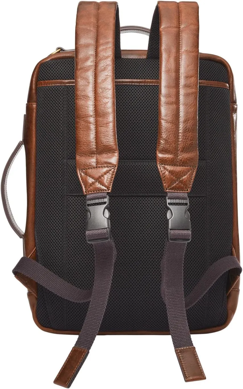 Fossil Men's Buckner Fabric Small Convertible Travel Backpack and Briefcase Messenger Bag, Black, (Model: MBG9475001)