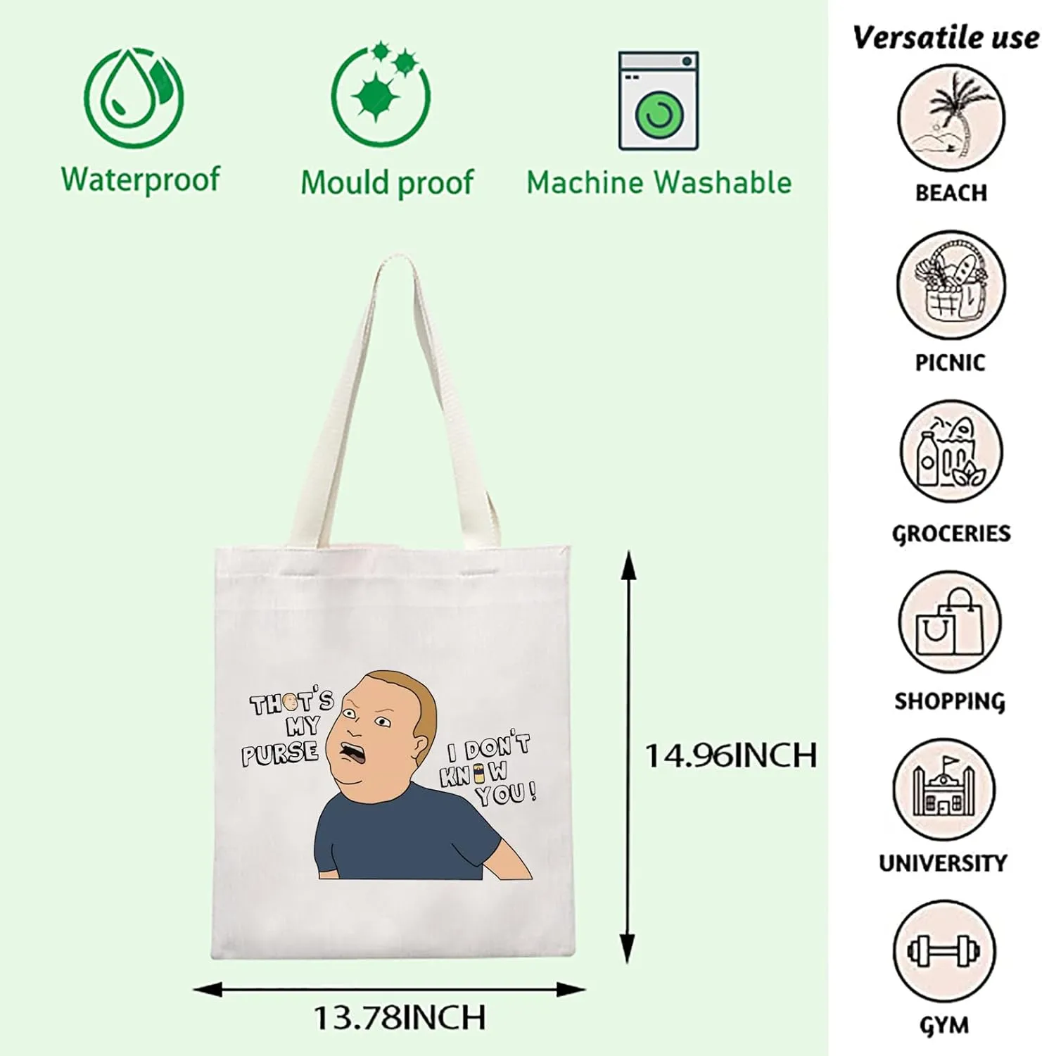 FOTAP King Hill Quote Gift TV Series Fans Cosmetic Bag King Hill Cartoon Cosmetic Bag Bobby Character Inspired Gift (My Purse tote)