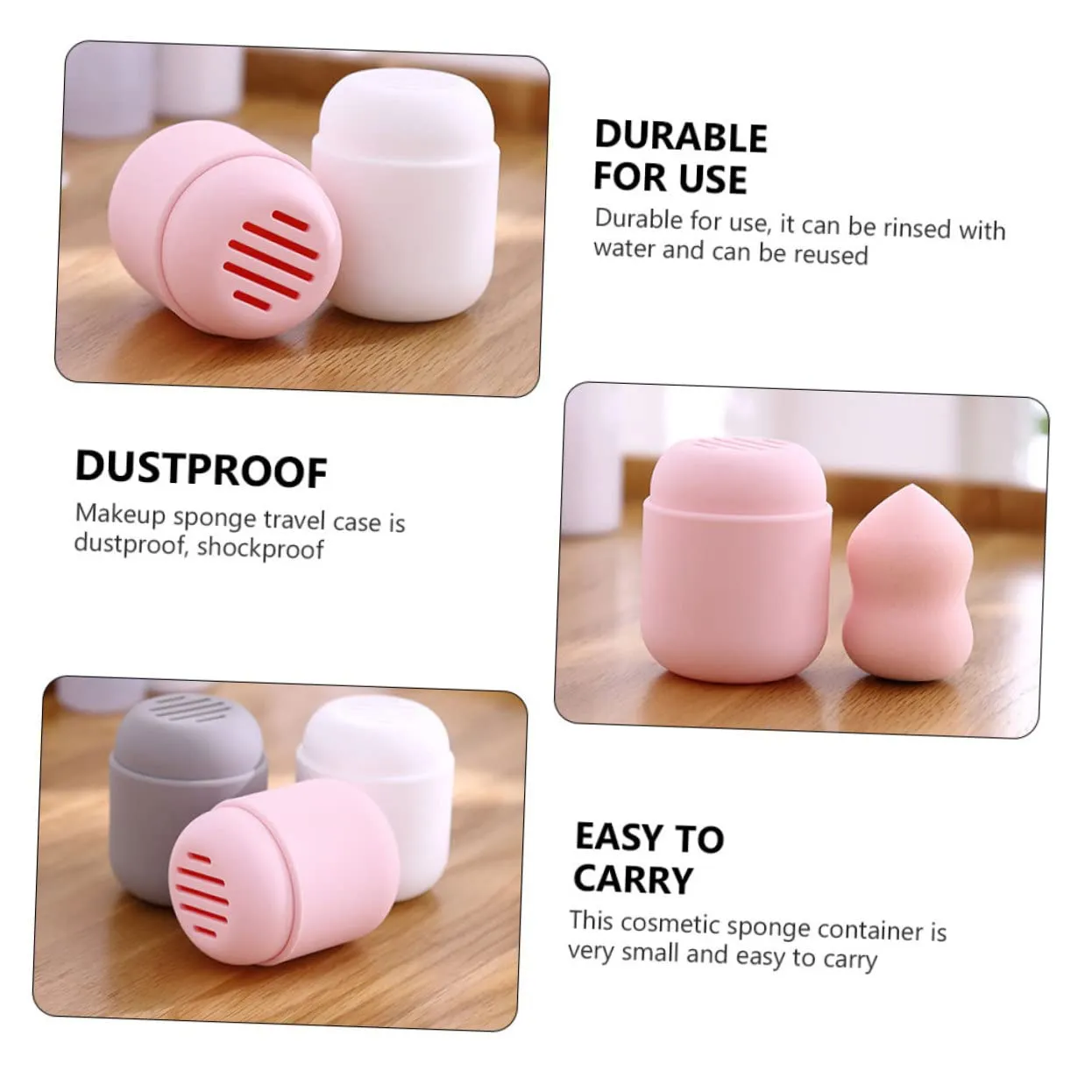 FRCOLOR 3pcs Cosmetic Blender Case Silicone Makeup Sponge Holder Portable Puff Rack Travel Makeup Case