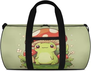 Frog Mushroom Large Capacity Travel Bag Crossbody Bag Weekend Duffel Bag Women Shoulder Messenger Bag Canvas Handbag