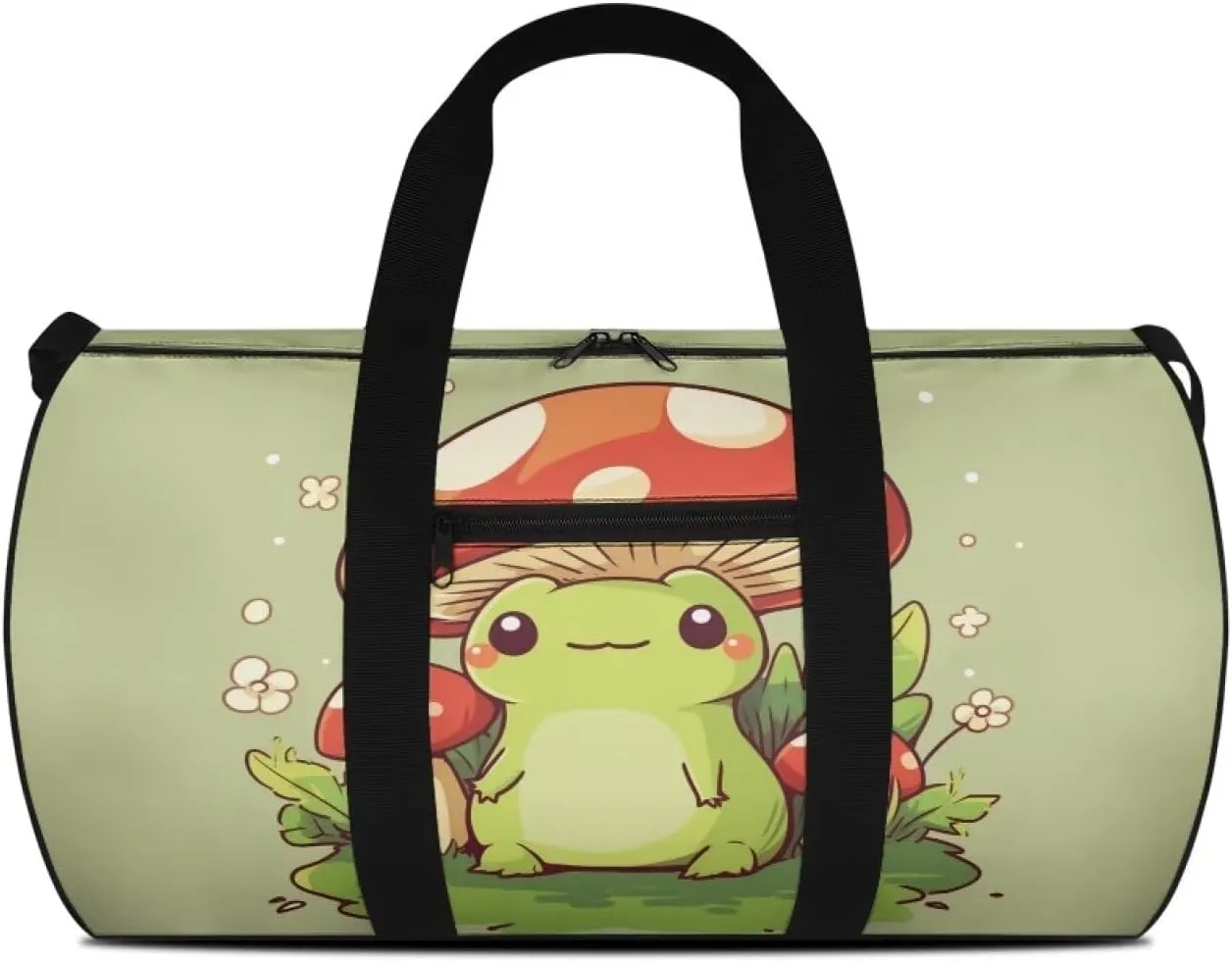 Frog Mushroom Large Capacity Travel Bag Crossbody Bag Weekend Duffel Bag Women Shoulder Messenger Bag Canvas Handbag