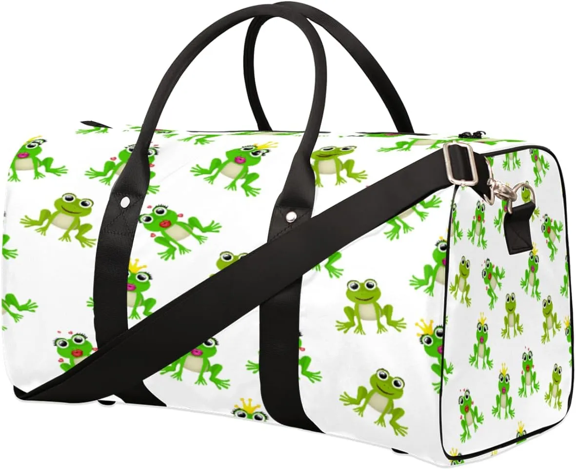 Frog Queen Travel Duffel Bag, Foldable Sport Gym Tote Bag, Waterproof Weekender Overnight Bag with Shoulder Strap, Carry On Luggage Handbag for Men and Women