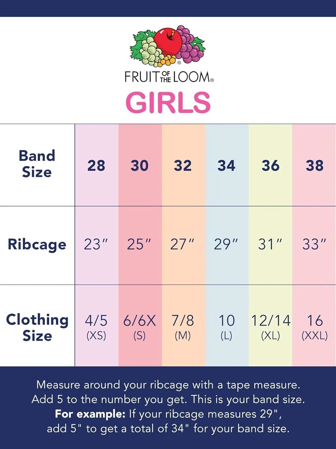 Fruit of the Loom Big Girls Training Bra Value Packs available in Cotton & Seamless!