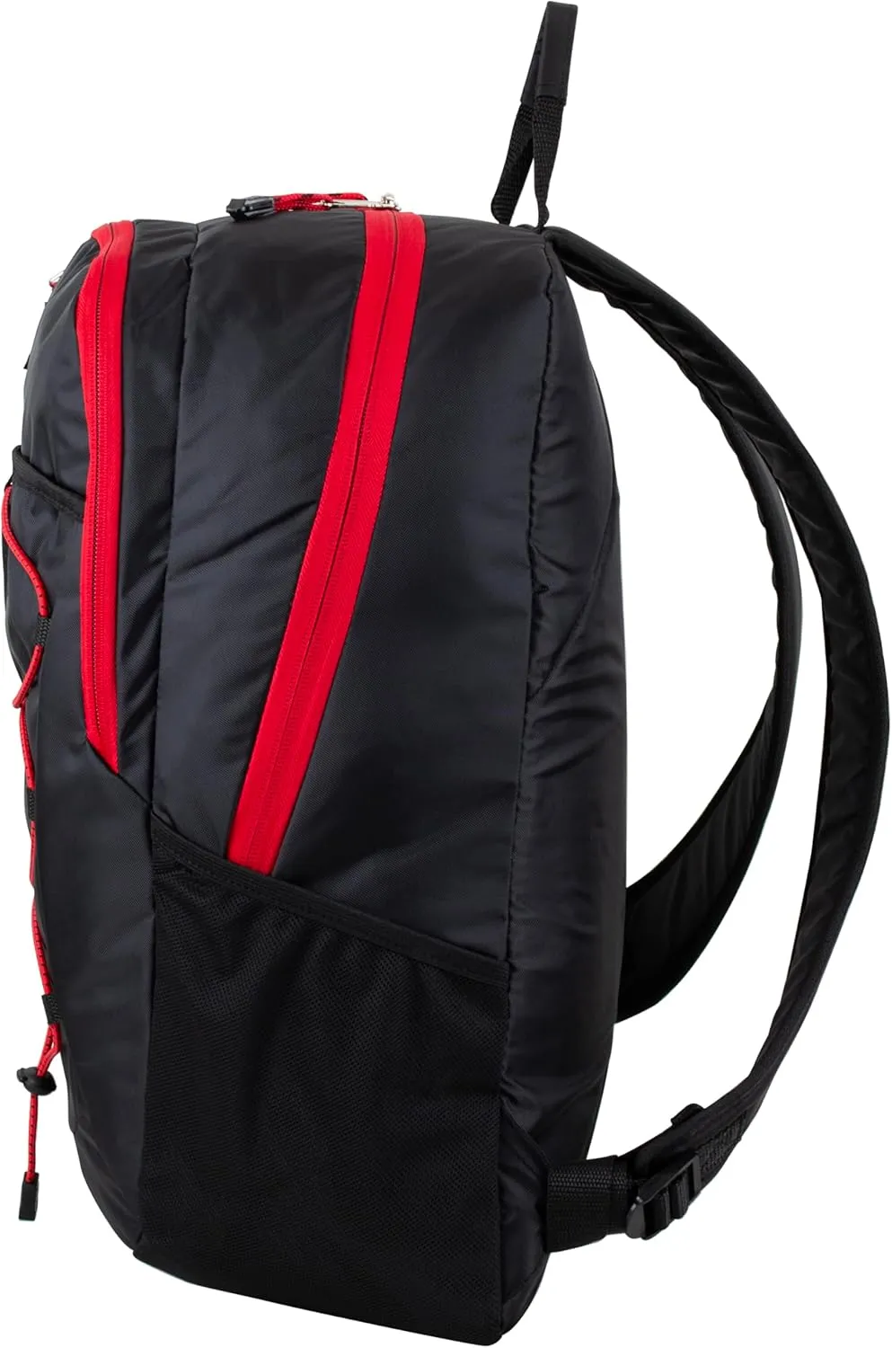FUEL Rider Sport Hiking Backpack Laptop Travel Carry On Luggage Daypack Bag, Bungee for Travel, Leisure, Outdoors, Black w/Red